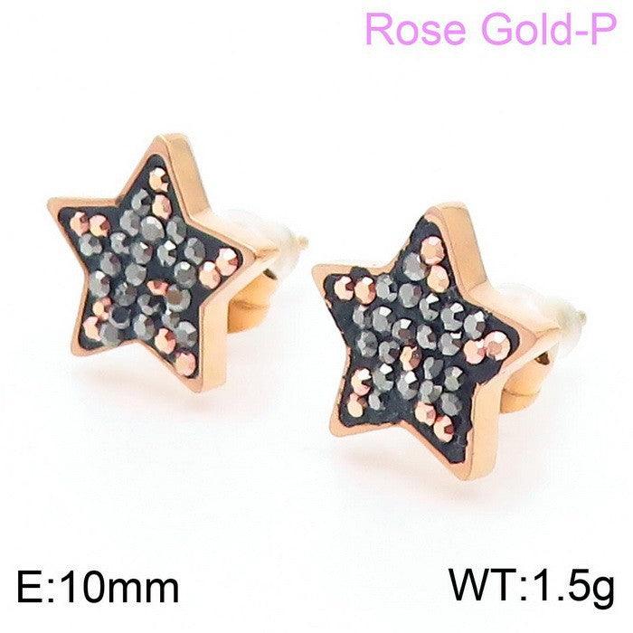 Stainless Steel Zircon Star Stud Earrings Pendant Necklace Bracelet For Women - kalen