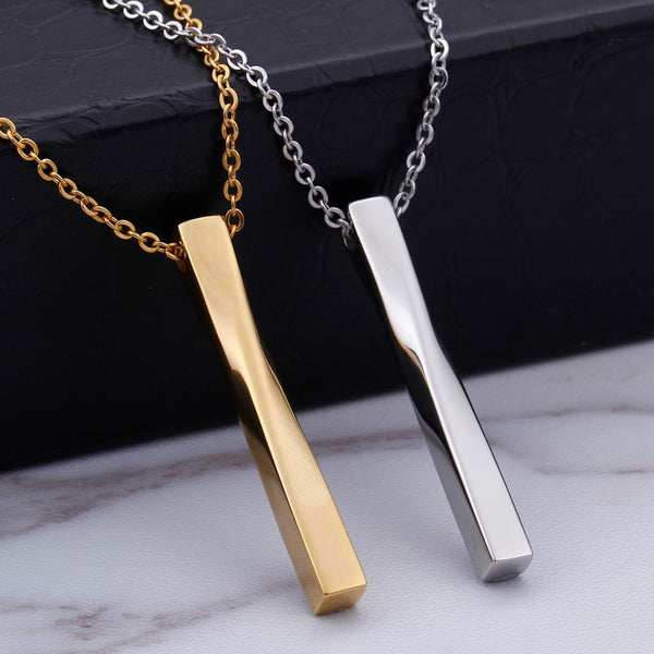 KALEN Fashion Stick Bar Pendant Necklaces For Men Women High Polished Stainless Steel Long Strip Chain Necklaces Jewelry.