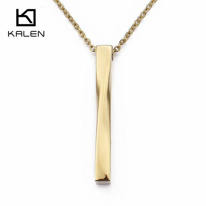 KALEN Fashion Stick Bar Pendant Necklaces For Men Women High Polished Stainless Steel Long Strip Chain Necklaces Jewelry.