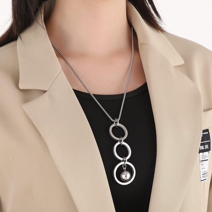 KALEN Stainless Steel Necklaces Three Big Circles Pendant Necklace For Women Party Jewelry Fashion Bohemia Style.