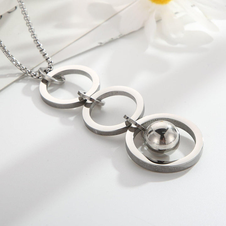 KALEN Stainless Steel Necklaces Three Big Circles Pendant Necklace For Women Party Jewelry Fashion Bohemia Style.