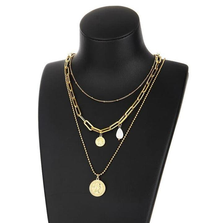 Kalen Trend Combination Link Medallion Pendant Ladies Banquet Necklace Jewelry O-chain.