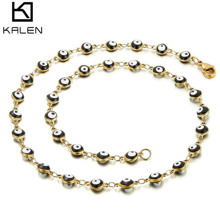 KALEN Turkish Evil Eyes Multilayer Necklaces For Women Bohemian Vintage Devil Pendant Necklaces Choker Beads Party Jewelry New.