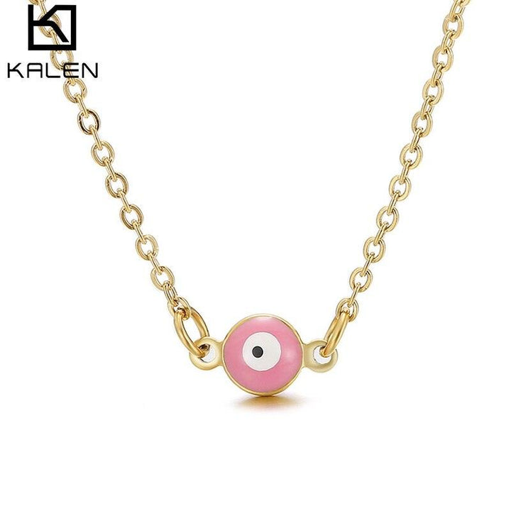 KALEN Evil Eye Thin Pendant Women Jewelry Necklace Turkish Lucky Fashion Gold Color Choker Chain Female Daily Minimalist Gifts.