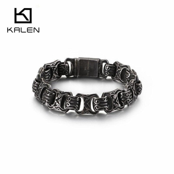 KALEN New Punk Twisted Linking Box Chain Bracelet Men Matte Stainless Steel Letter X Shaped Charm Bangle Male Jewellry 2020.