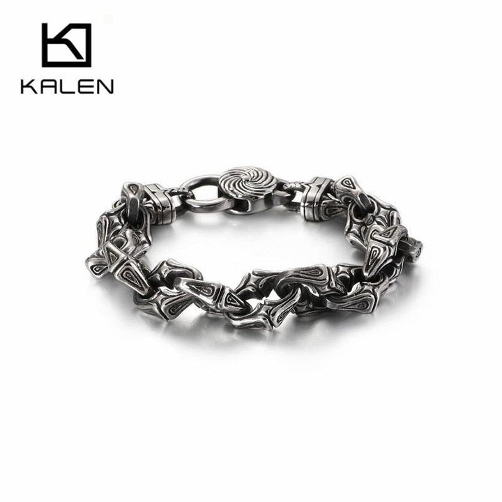 KALEN New Punk Twisted Linking Box Chain Bracelet Men Matte Stainless Steel Letter X Shaped Charm Bangle Male Jewellry 2020.