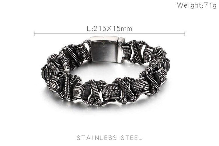 KALEN New Punk Twisted Linking Box Chain Bracelet Men Matte Stainless Steel Letter X Shaped Charm Bangle Male Jewellry 2020.