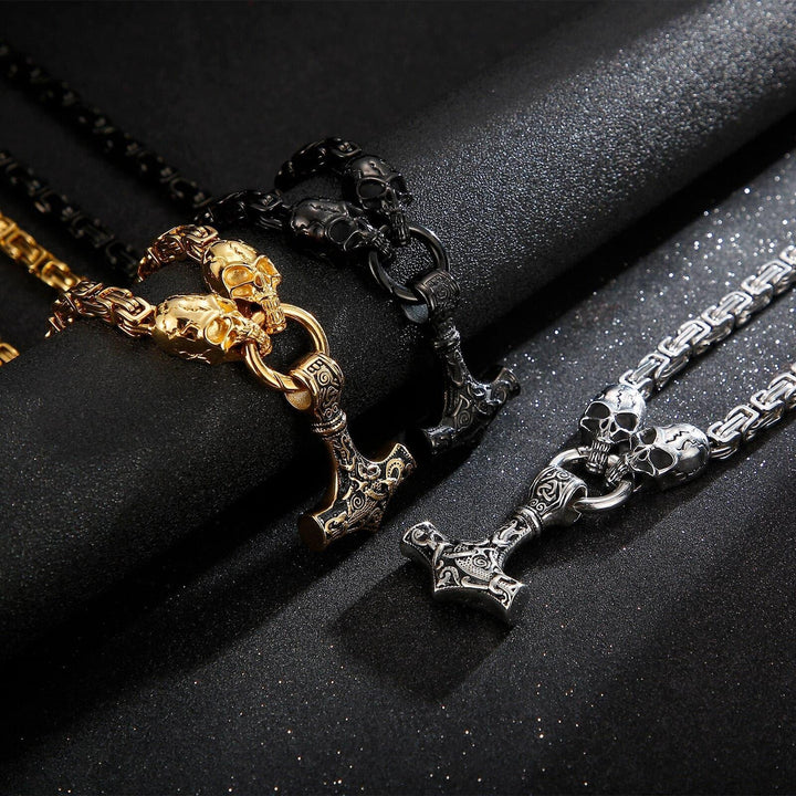 Kalen Punk Men's Viking Amulet Skull Necklace Domineering Pendant Jewelry.