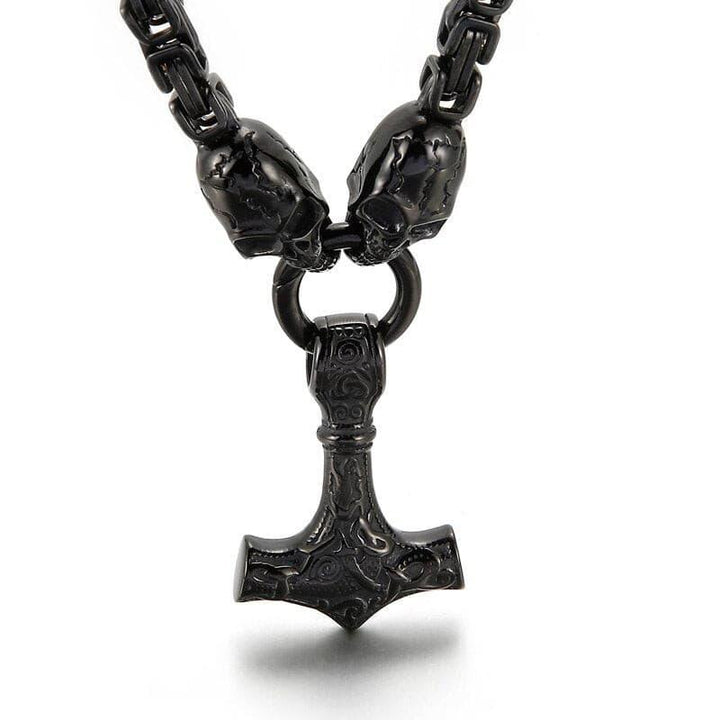 Kalen Punk Men's Viking Amulet Skull Necklace Domineering Pendant Jewelry.