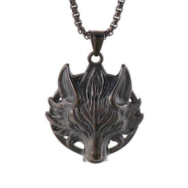 KALEN Punk Viking Wolf Pendant Necklace Men Stainless Steel Chian Animal Choker jewelry-Accessories.