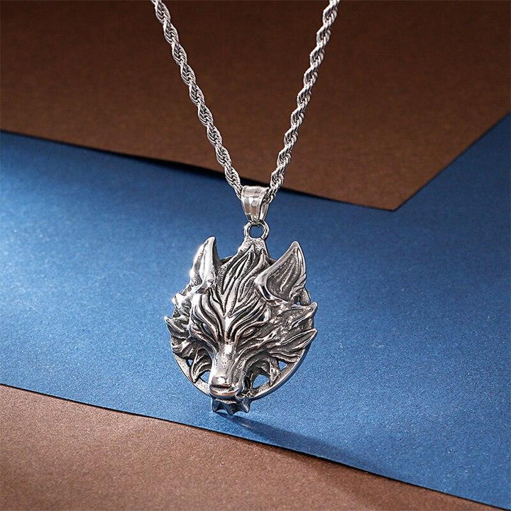 KALEN Punk Viking Wolf Pendant Necklace Men Stainless Steel Chian Animal Choker jewelry-Accessories.