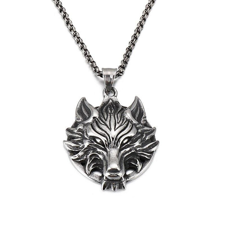 KALEN Punk Viking Wolf Pendant Necklace Men Stainless Steel Chian Animal Choker jewelry-Accessories.