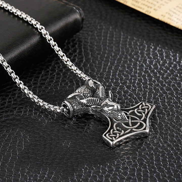 Kalen Vintage Animal Goat Pendant Birthday Gift Stainless Steel Charm Necklace Viking  Jewelry.