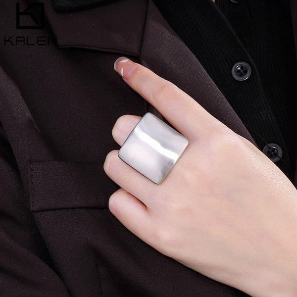 Vintage Party Big Rings for Women Silver Color Brushed Rings Large Stainless Steel Rings Fashion Female Jewelry Wedding Gifts.