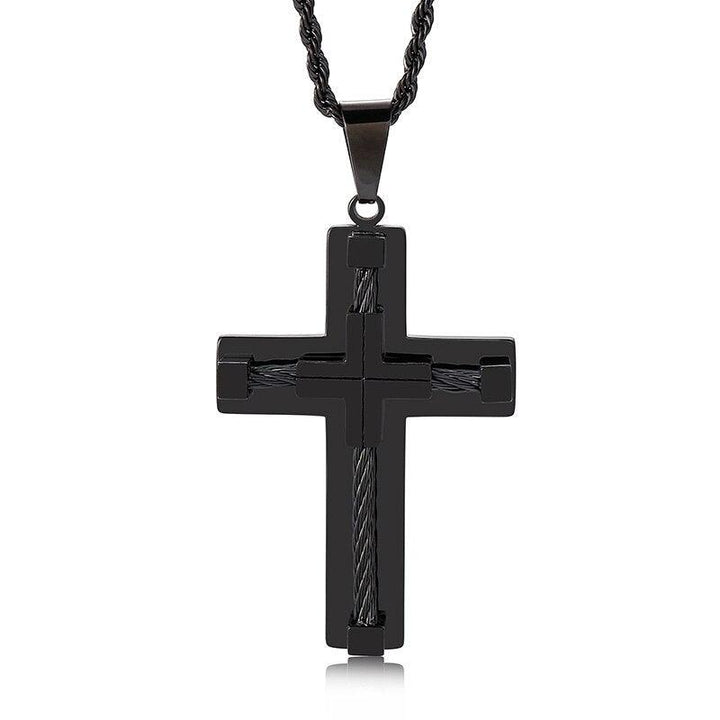 KALEN Hot Stainless Steel Wire Cross Pendant Necklace Men Male Metal Cruz Necklaces Jewelry Accessories.