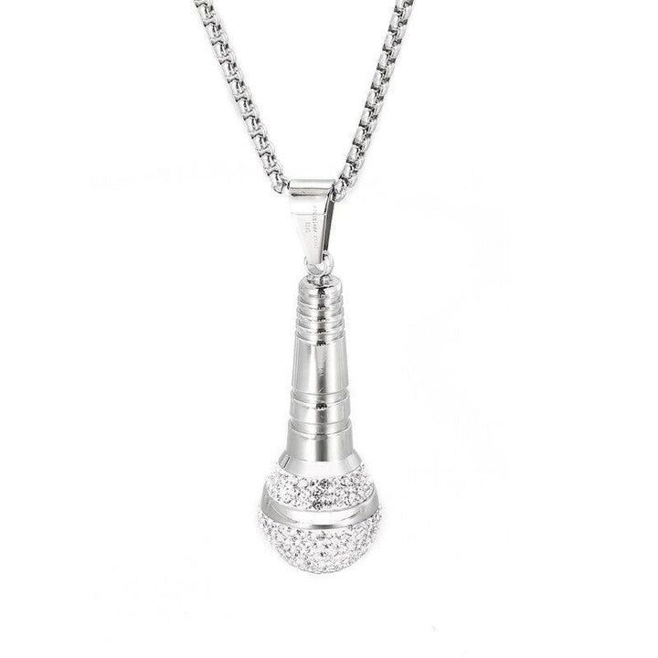 Kalen Hip Hop Trend Microphone Pendant Charm Men's Necklace Party Gift Zircon Stainless Steel Jewelry.