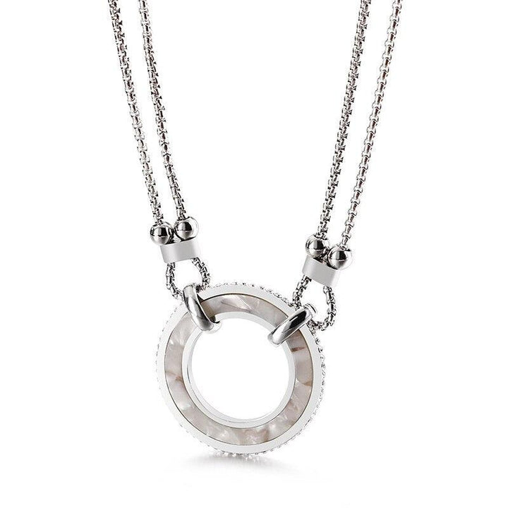 Kalen Round Pendant Ladies Stainless Steel Necklace Trendy Party Gift Accessory Chain.