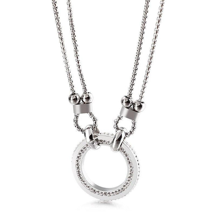 Kalen Round Pendant Ladies Stainless Steel Necklace Trendy Party Gift Accessory Chain.