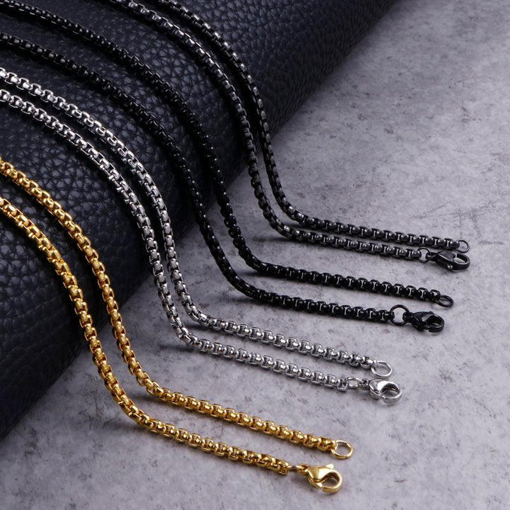 1.5/2/2.5/3/3.5/4/4.5/5/6/7mm Stainless Steel Rounded Box Chain Necklace Steel Color - kalen
