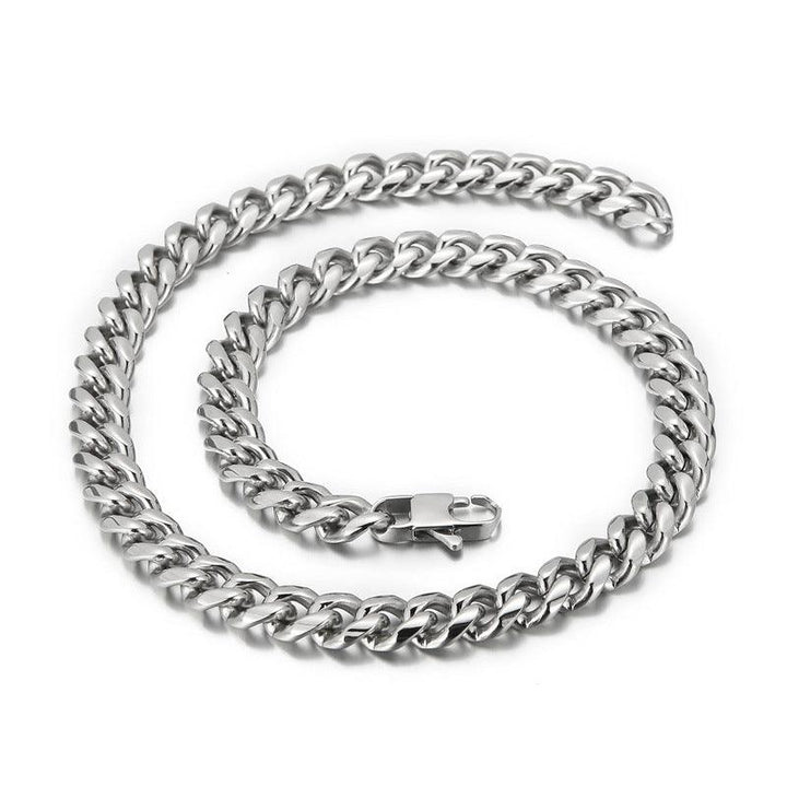 10mm Polished Miami Cuban Chain Bracelet Necklace Set with Lobster Clap - kalen