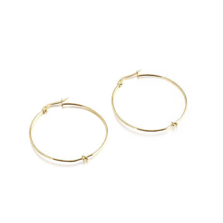 Kalen 20/30/40/50mm Stainless Steel Circle Knot Hoop Earrings for Women - kalen