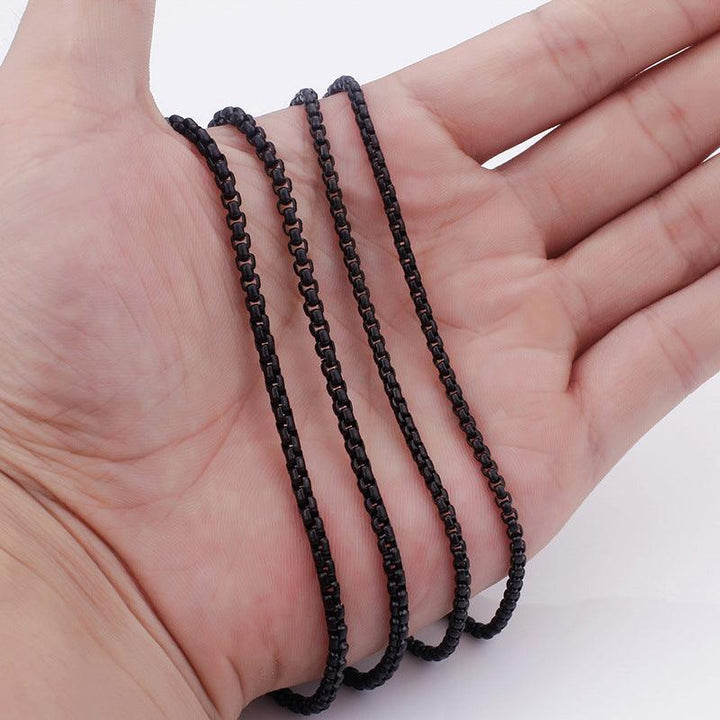 2.5/3mm Rounded Box Chain Stainless Steel Necklaces Black/Oxidized Black - kalen