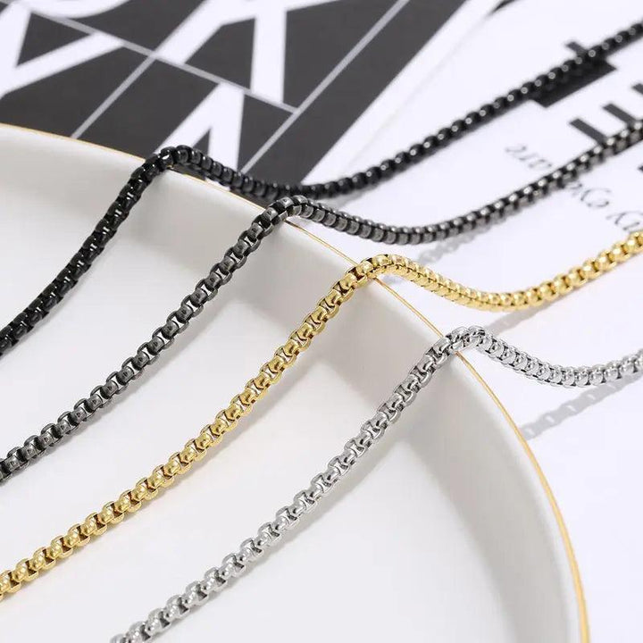 2.5/3mm Rounded Box Chain Stainless Steel Necklaces Black/Oxidized Black - kalen