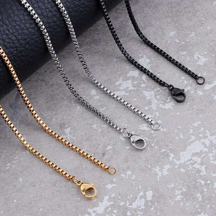 2/3 Square Box Link Chain Necklace For Women - kalen