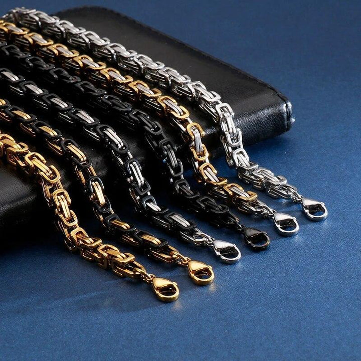 4/5/6/8mm Black Silver Byzantine Chain Bracelet For Men - kalen