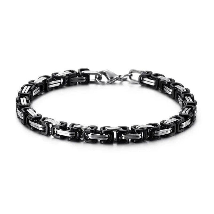 4/5/6/8mm Black Silver Byzantine Chain Bracelet For Men - kalen