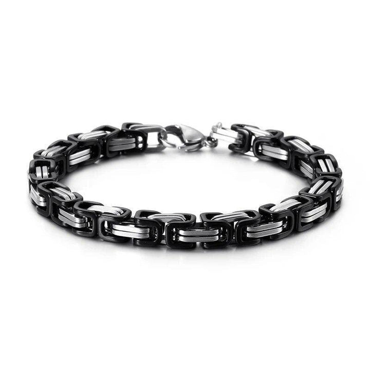 4/5/6/8mm Black Silver Byzantine Chain Bracelet For Men - kalen