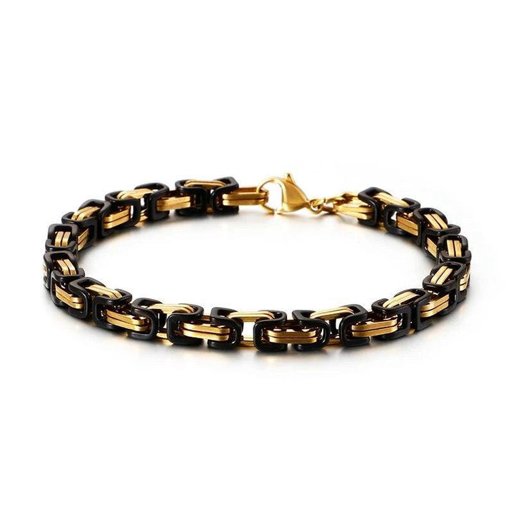 4/5/6/8mm Gold Black Byzantine Chain Bracelet For Men - kalen