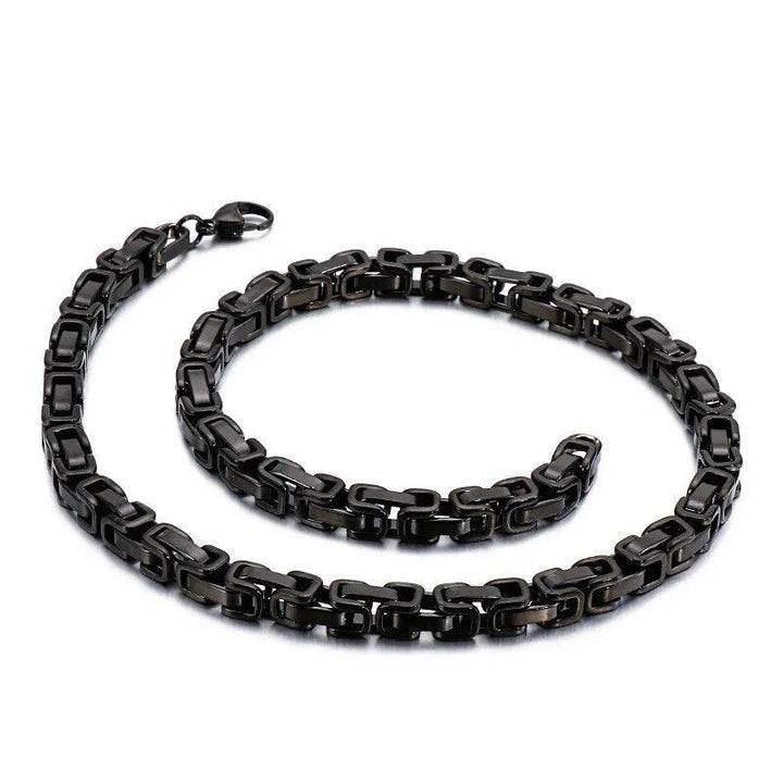 4/6/8mm PVD Black Byzantine Chain Necklace Stainless Steel - kalen