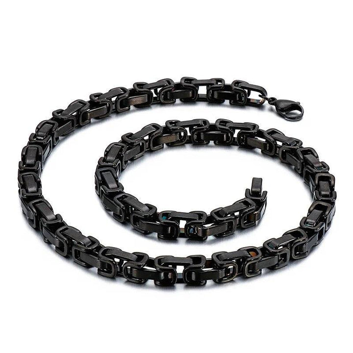4/6/8mm PVD Black Byzantine Chain Necklace Stainless Steel - kalen