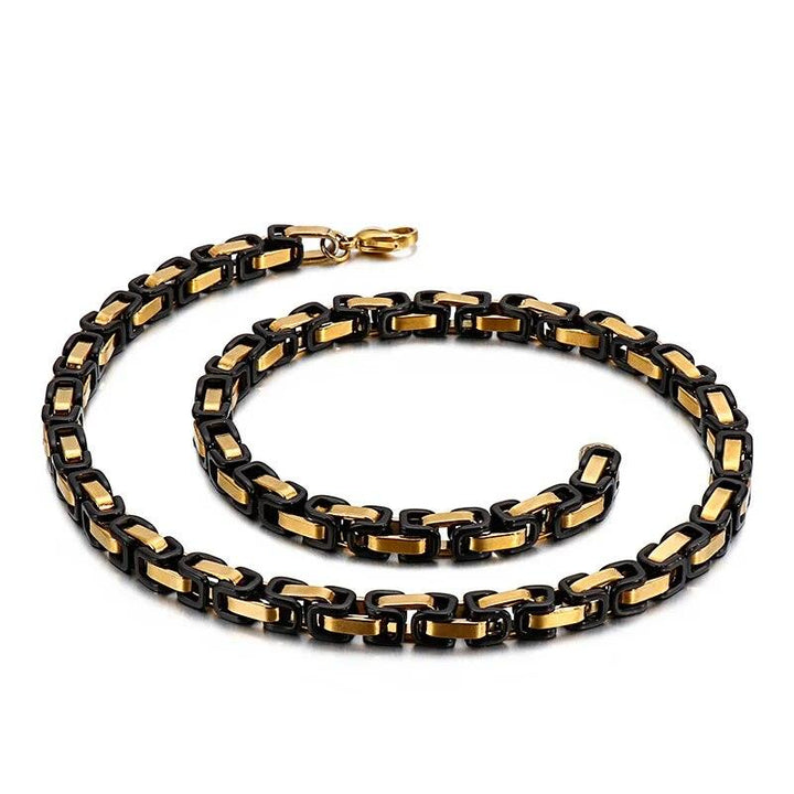 4/6/8mm PVD Gold AND Black Byzantine Chain Necklace Stainless Steel - kalen