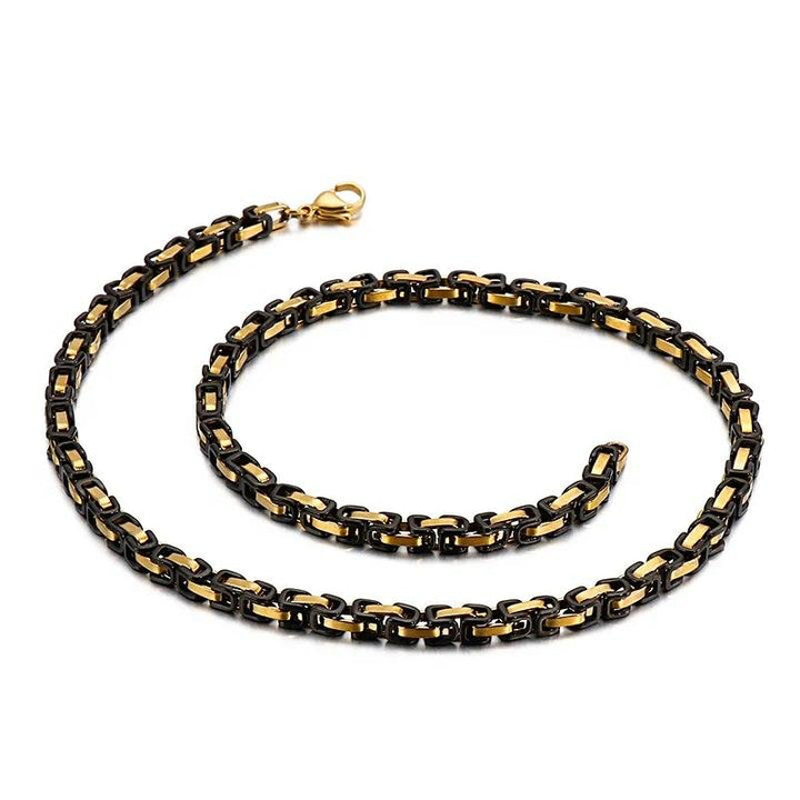 4/6/8mm PVD Gold AND Black Byzantine Chain Necklace Stainless Steel - kalen