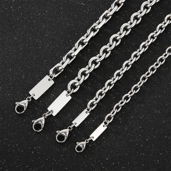 6/7/8/9mm O-Chain and Diamond Cut O-chain Loop Chain Blank ID Necklace For Women - kalen