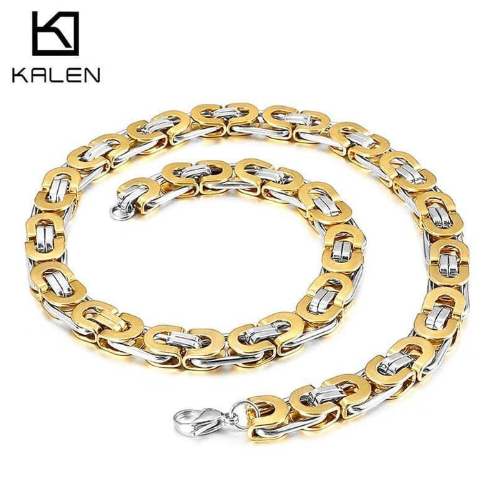 6/8/10mm V-Shape Byzantine Link Chain Necklace - kalen