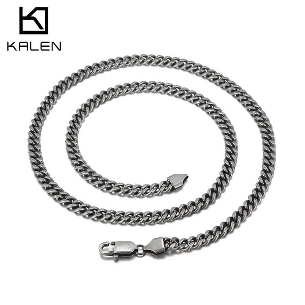6mm Brushed Matte 2-Side Cut Curb Cuban Chain Necklace with Lobster Clap - kalen