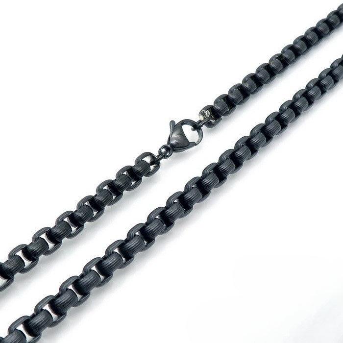 6mm Stainless Steel Pattern Box Chain Necklace Bracelet Jewelry Set - kalen