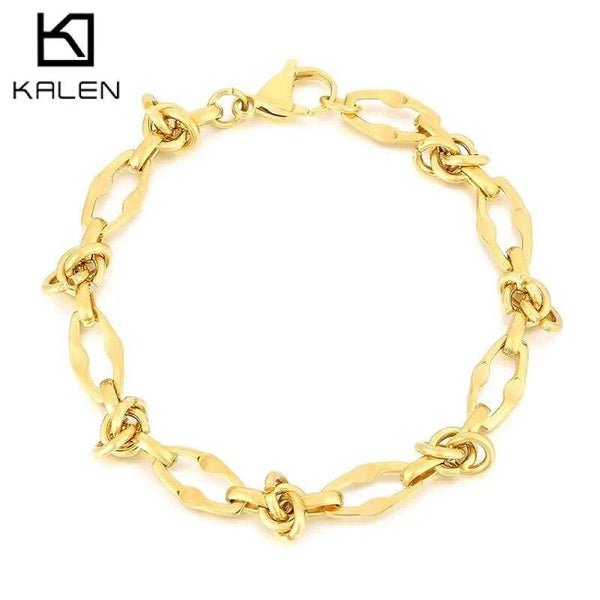 7.5mm Knots Link Chain Bracelet Necklace Jewelry Set - kalen