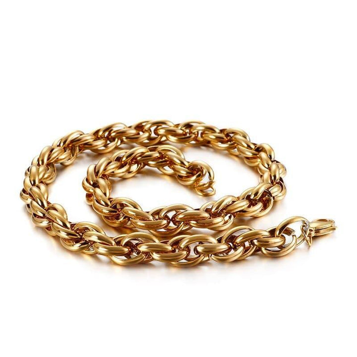 7/11mm Stainless Steel Twisted Rope Chain Necklace - kalen