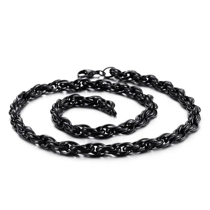 7/11mm Stainless Steel Twisted Rope Chain Necklace - kalen