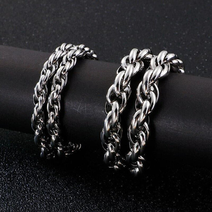 7/11mm Stainless Steel Twisted Rope Chain Necklace - kalen