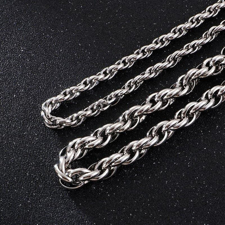 7/11mm Stainless Steel Twisted Rope Chain Necklace - kalen