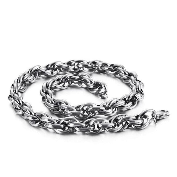 7/11mm Stainless Steel Twisted Rope Chain Necklace - kalen