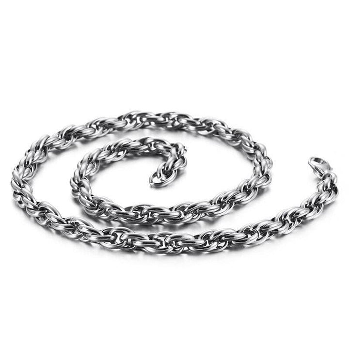 7/11mm Stainless Steel Twisted Rope Chain Necklace - kalen