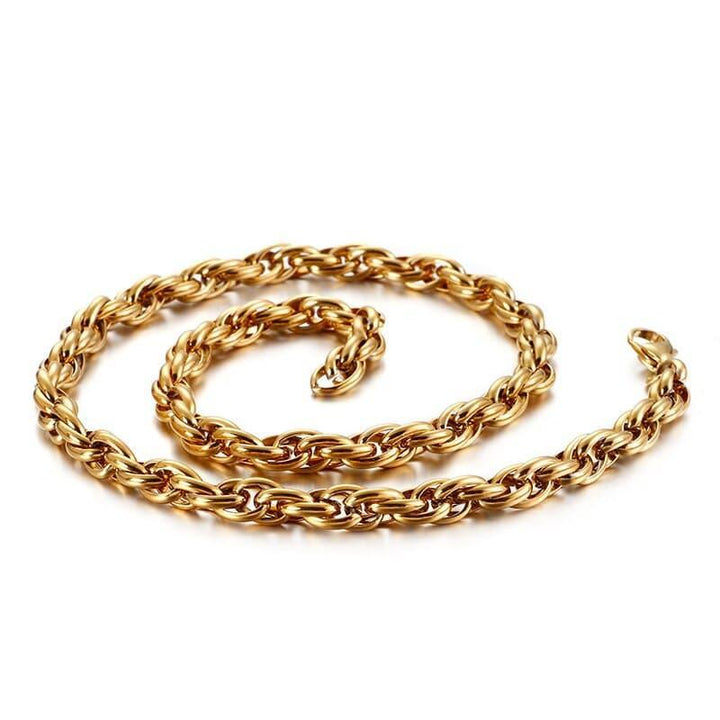 7/11mm Stainless Steel Twisted Rope Chain Necklace - kalen