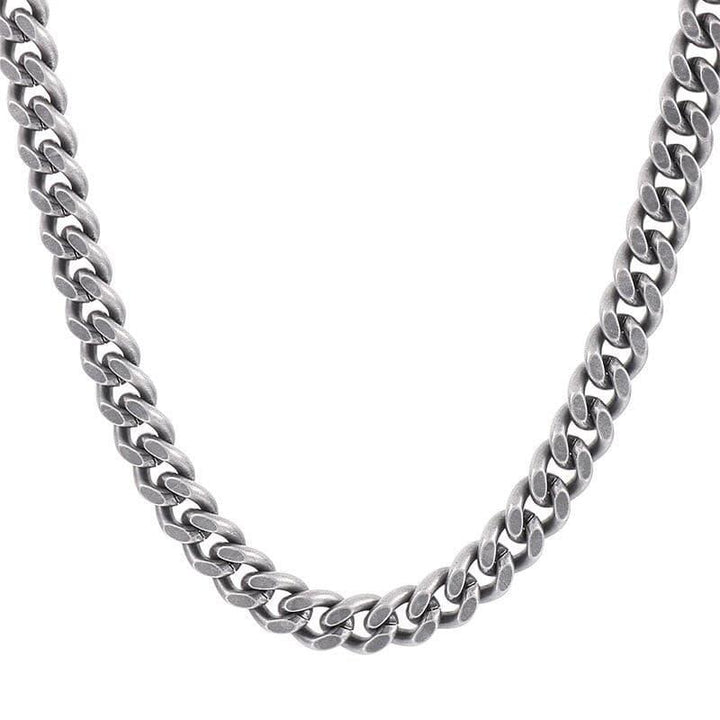 8/10mm Brushed Matte 2-Side Cut Curb Cuban Chain Necklace with Lobster Clap - kalen