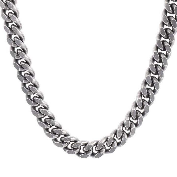 8/10mm Brushed Matte 2-Side Cut Curb Cuban Chain Necklace with Lobster Clap - kalen